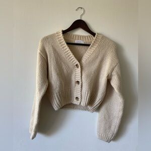 OAK + FORT Cream Knit Cardigan